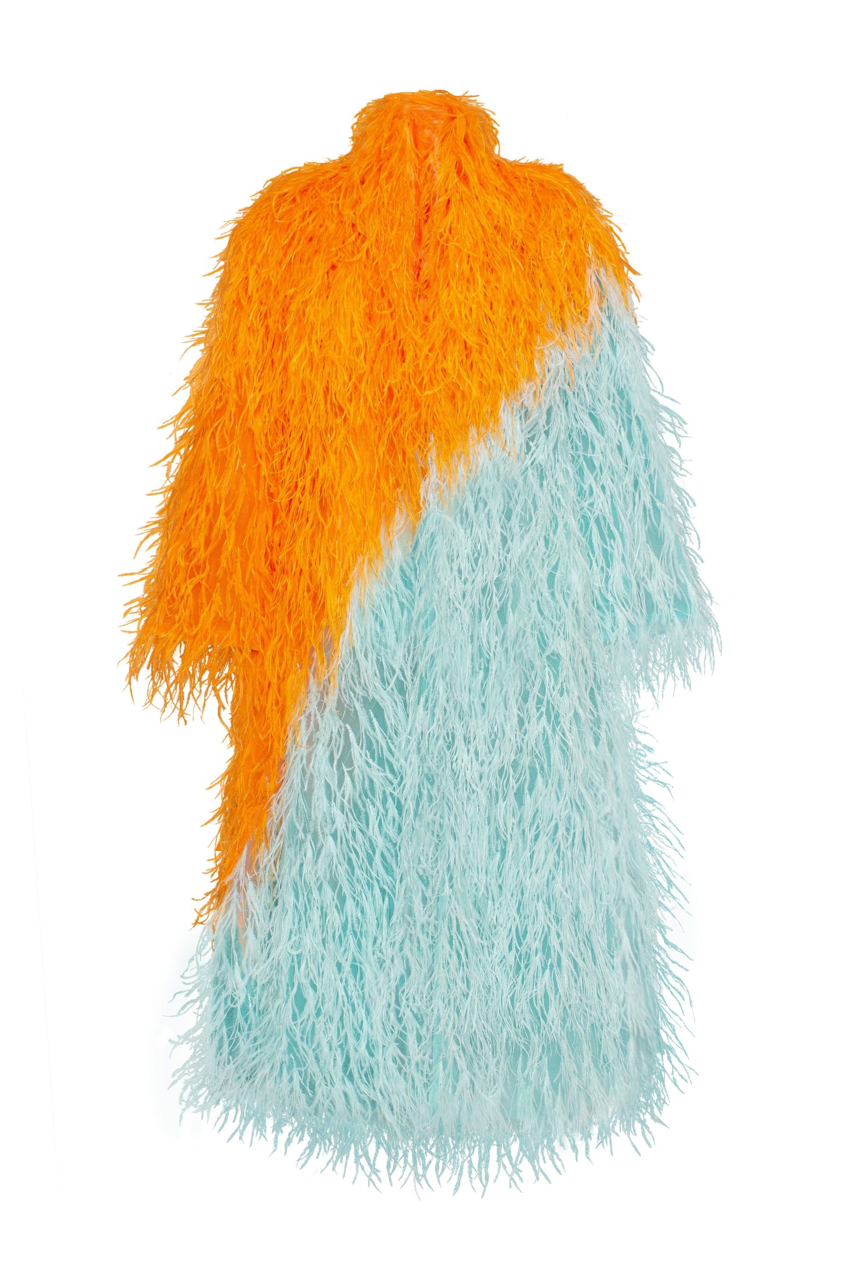 Milla Whimsical 2-colored feather-trimmed coat, Xo Xo