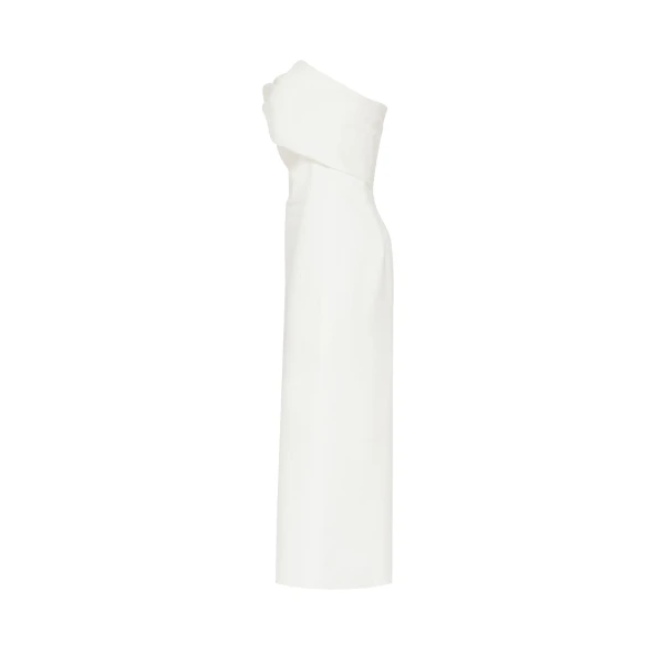 White Classy midi dress with open neckline - Image 7