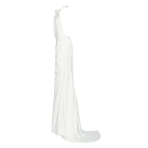 White Mock neck sleeveless high slit dress - Image 7