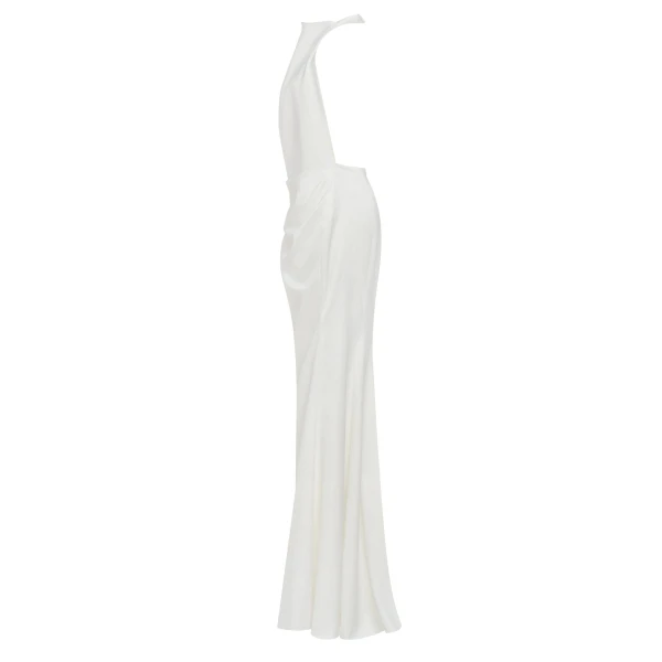 White Mock neck sleeveless low slit dress - Image 7