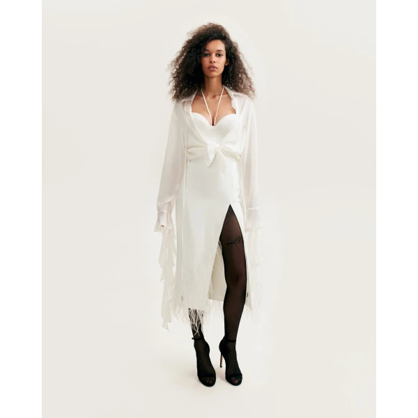 White cocktail dress decorated with feathers, Xo Xo - Image 7