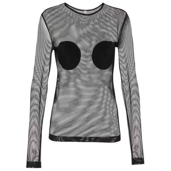 Norma Kamali Applique sheer mesh top39737 nobg