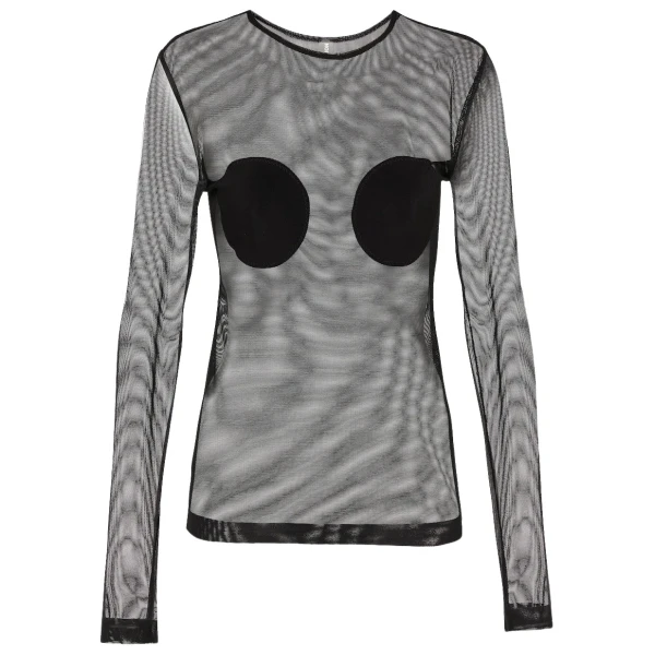 Norma Kamali Applique sheer mesh top39737 nobg