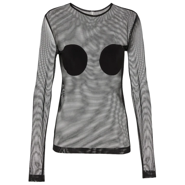Norma Kamali Applique sheer mesh top39737 nobg