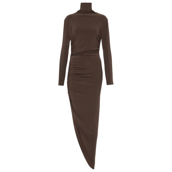 Norma Kamali Asymmetric turtleneck midi dress31402 nobg