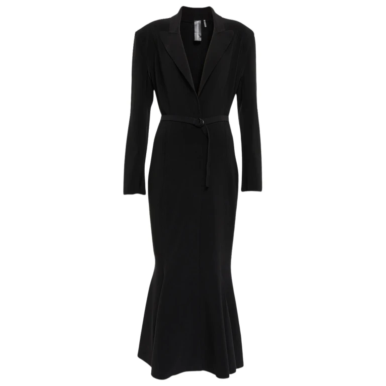 Norma Kamali Belted jersey fishtail midi dress50167 nobg