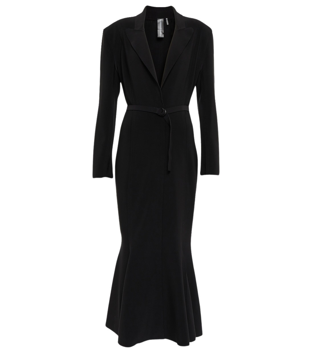 Norma Kamali Belted jersey fishtail midi dress
