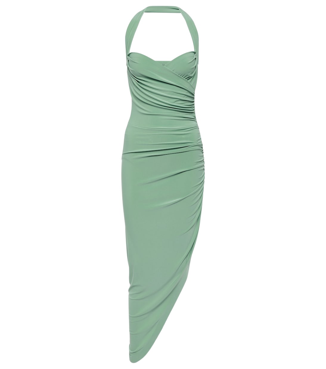 Norma Kamali Cayla halterneck asymmetric midi dress27385 nobg