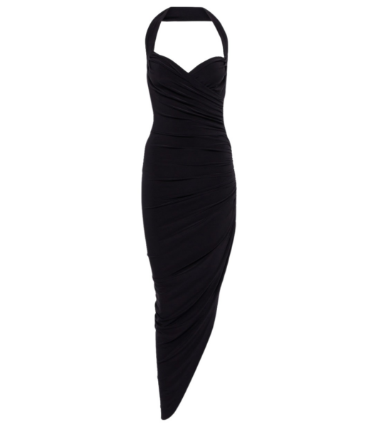 Norma Kamali Cayla halterneck ruched midi dress52769 nobg