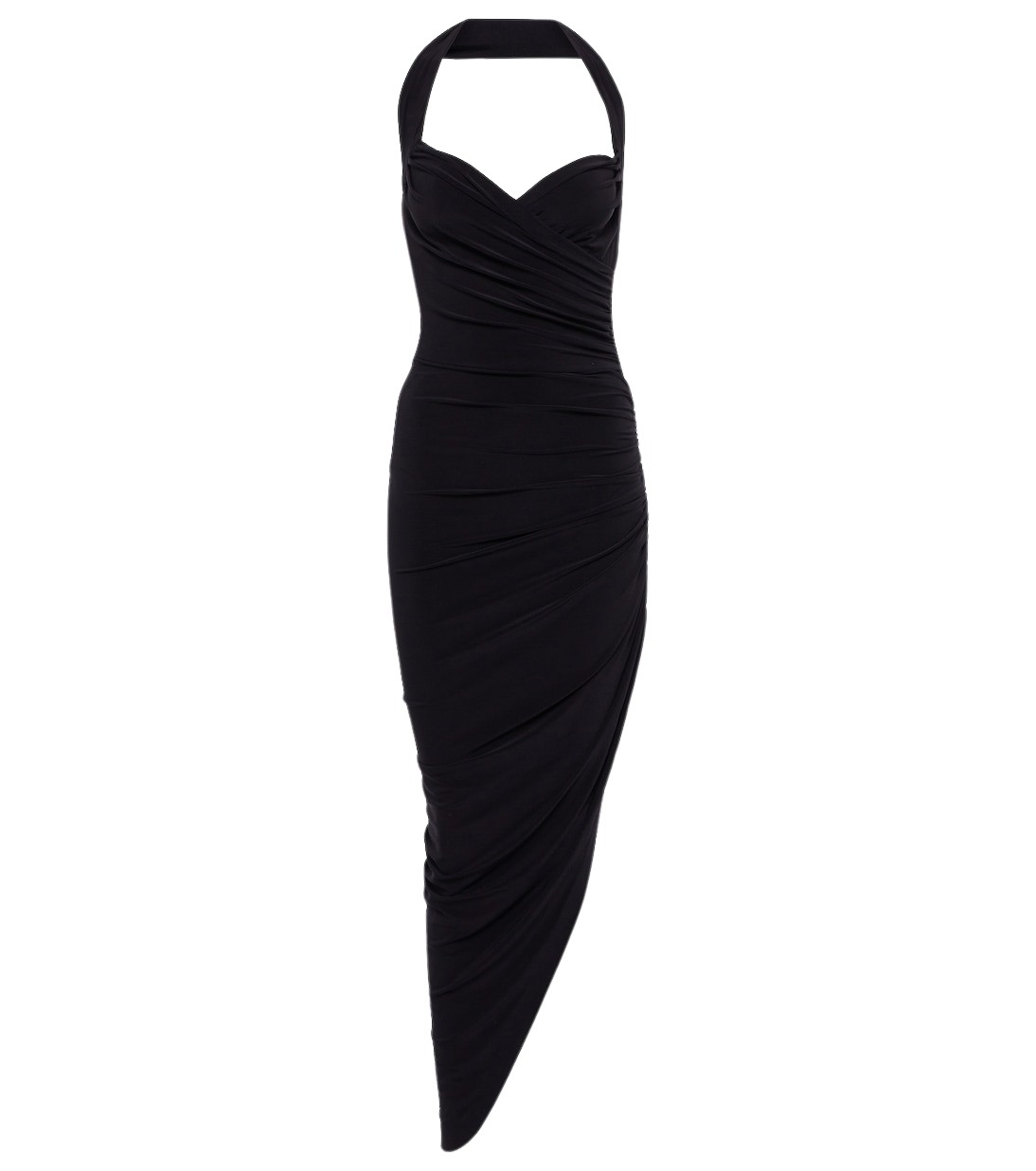 Norma Kamali Cayla halterneck ruched midi dress