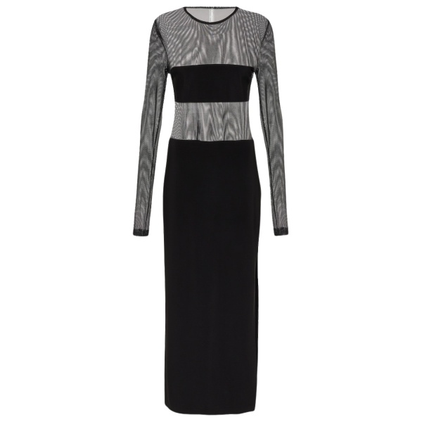 Norma Kamali Dash mesh and jersey maxi dress69622 nobg
