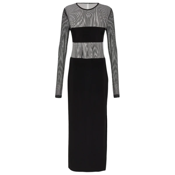 Norma Kamali Dash mesh and jersey maxi dress69622 nobg