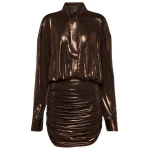 Norma Kamali Draped metallic minidress29186 nobg