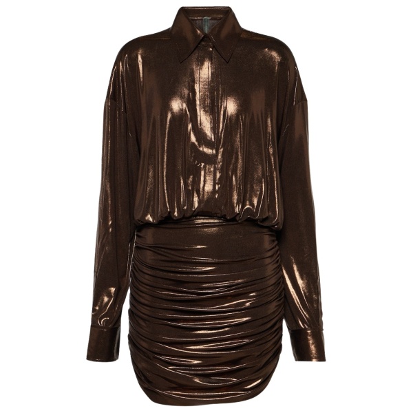Norma Kamali Draped metallic minidress29186 nobg