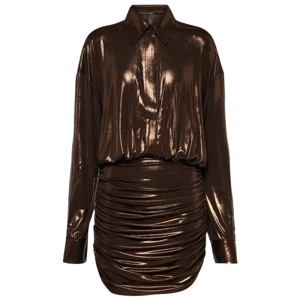 Norma Kamali Draped metallic minidress29186 nobg