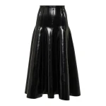 Norma Kamali Faux patent leather midi skirt58431 nobg