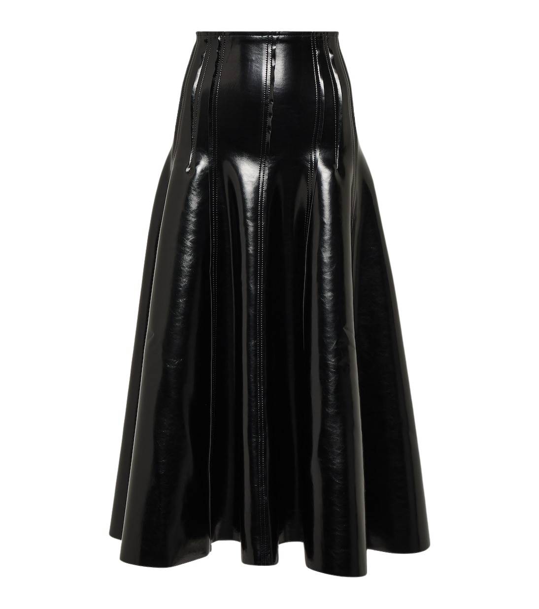 Norma Kamali Faux patent leather midi skirt58431 nobg