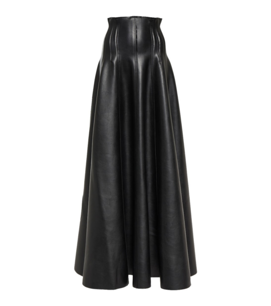 Norma Kamali Grace flared faux leather maxi skirt97755 nobg