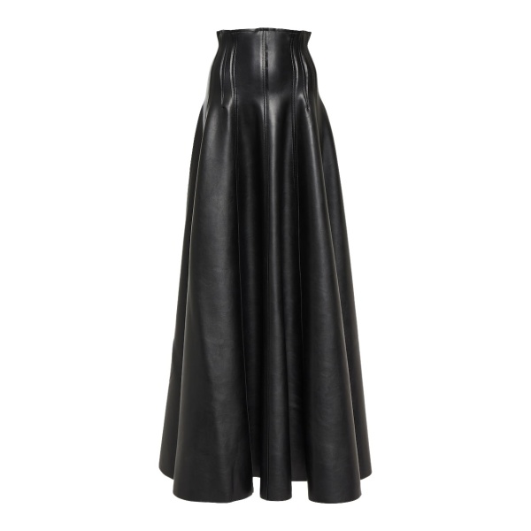Norma Kamali Grace flared faux leather maxi skirt97755 nobg
