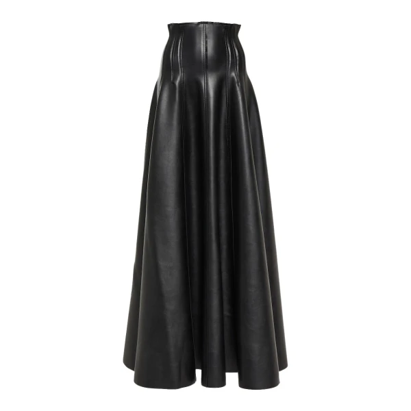 Norma Kamali Grace flared faux leather maxi skirt97755 nobg