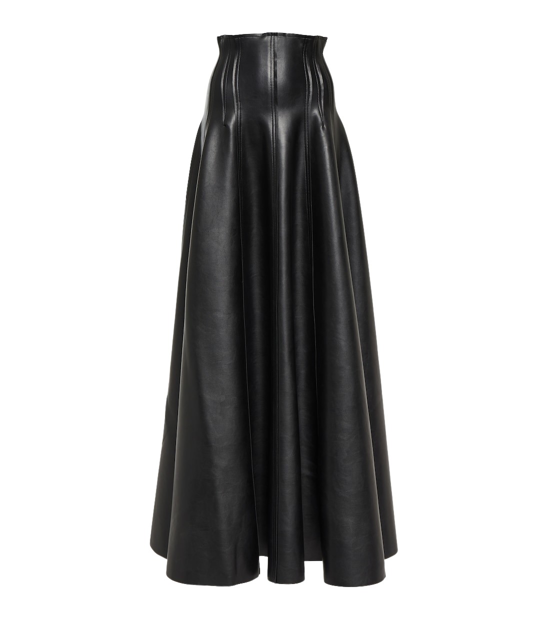 Norma Kamali Grace flared faux leather maxi skirt97755 nobg
