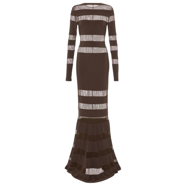 Norma Kamali Mesh panelled gown71748 nobg