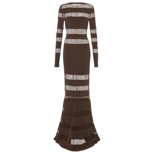 Norma Kamali Mesh panelled gown71748 nobg