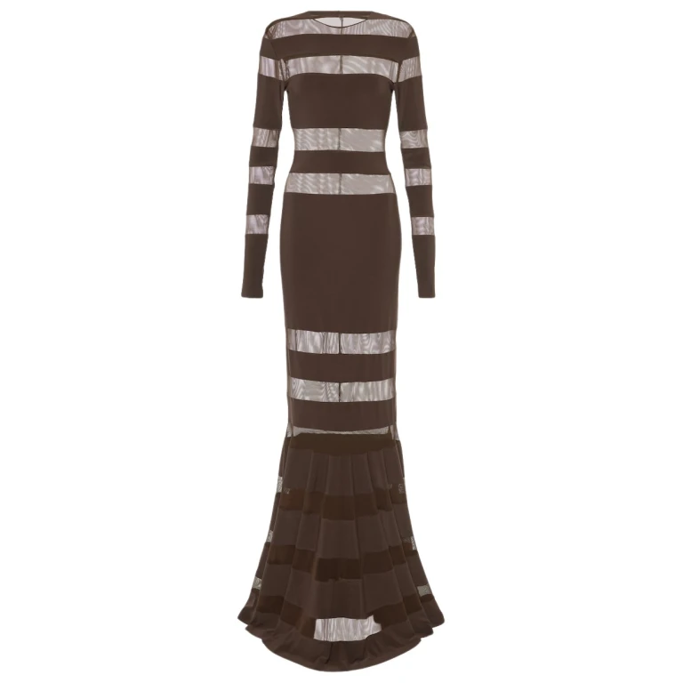 Norma Kamali Mesh panelled gown71748 nobg
