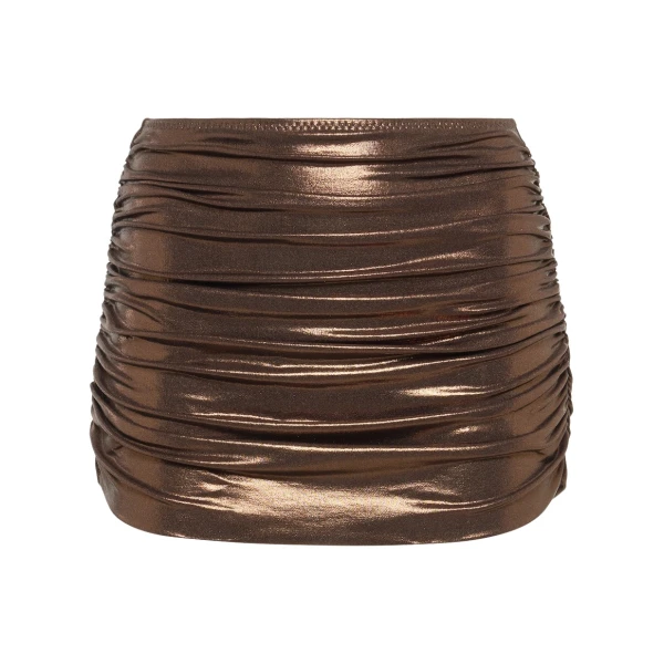 Norma Kamali Metallic ruched swim skirt41700 nobg