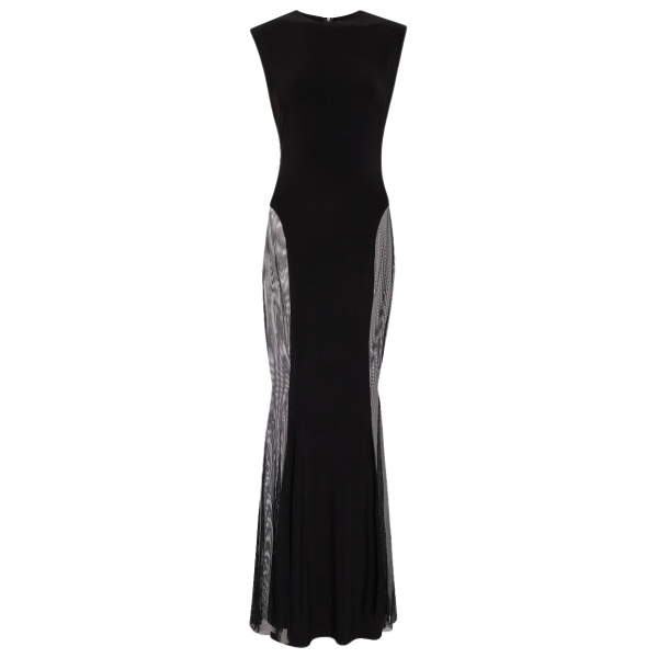 Norma Kamali Paneled jersey and mesh maxi dress59960 nobg