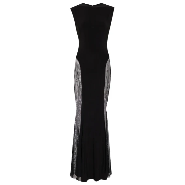 Norma Kamali Paneled jersey and mesh maxi dress59960 nobg