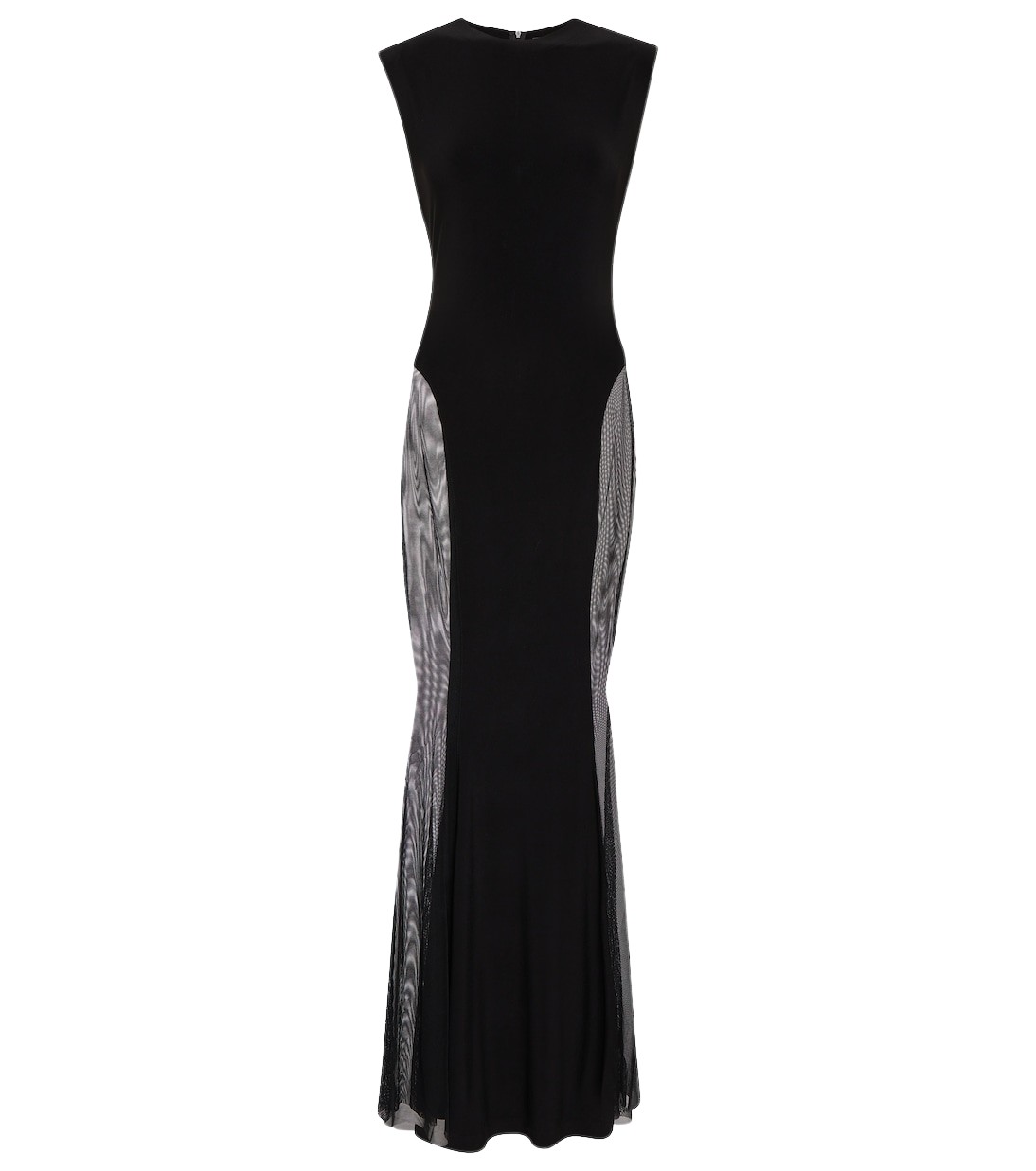 Norma Kamali Paneled jersey and mesh maxi dress