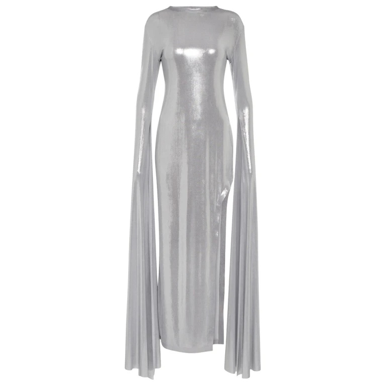 Norma Kamali Ribbon open back lame gown82860 nobg