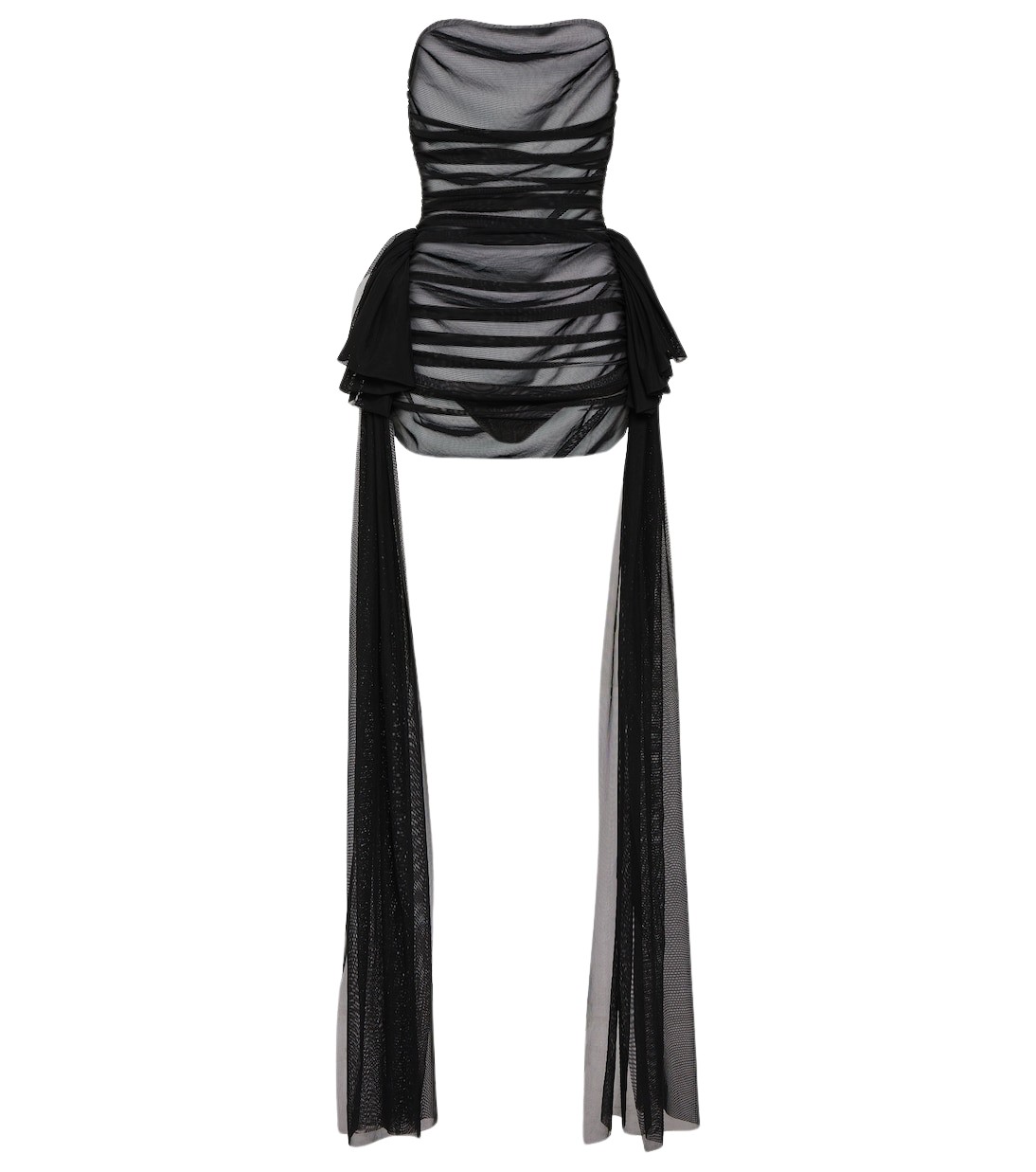 Norma Kamali Ruffled sheer mesh minidress56429 nobg