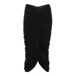 Norma Kamali Shirred high rise midi skirt85363 nobg