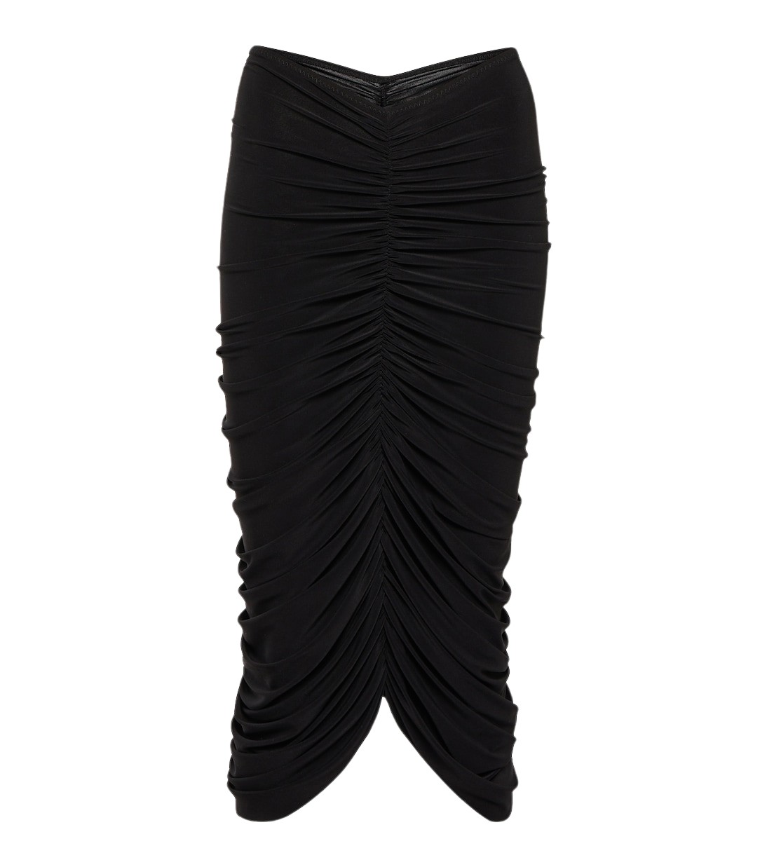 Norma Kamali Shirred high rise midi skirt85363 nobg