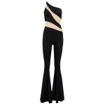 Norma Kamali Snake paneled mesh fishtail jumpsuit67450 nobg