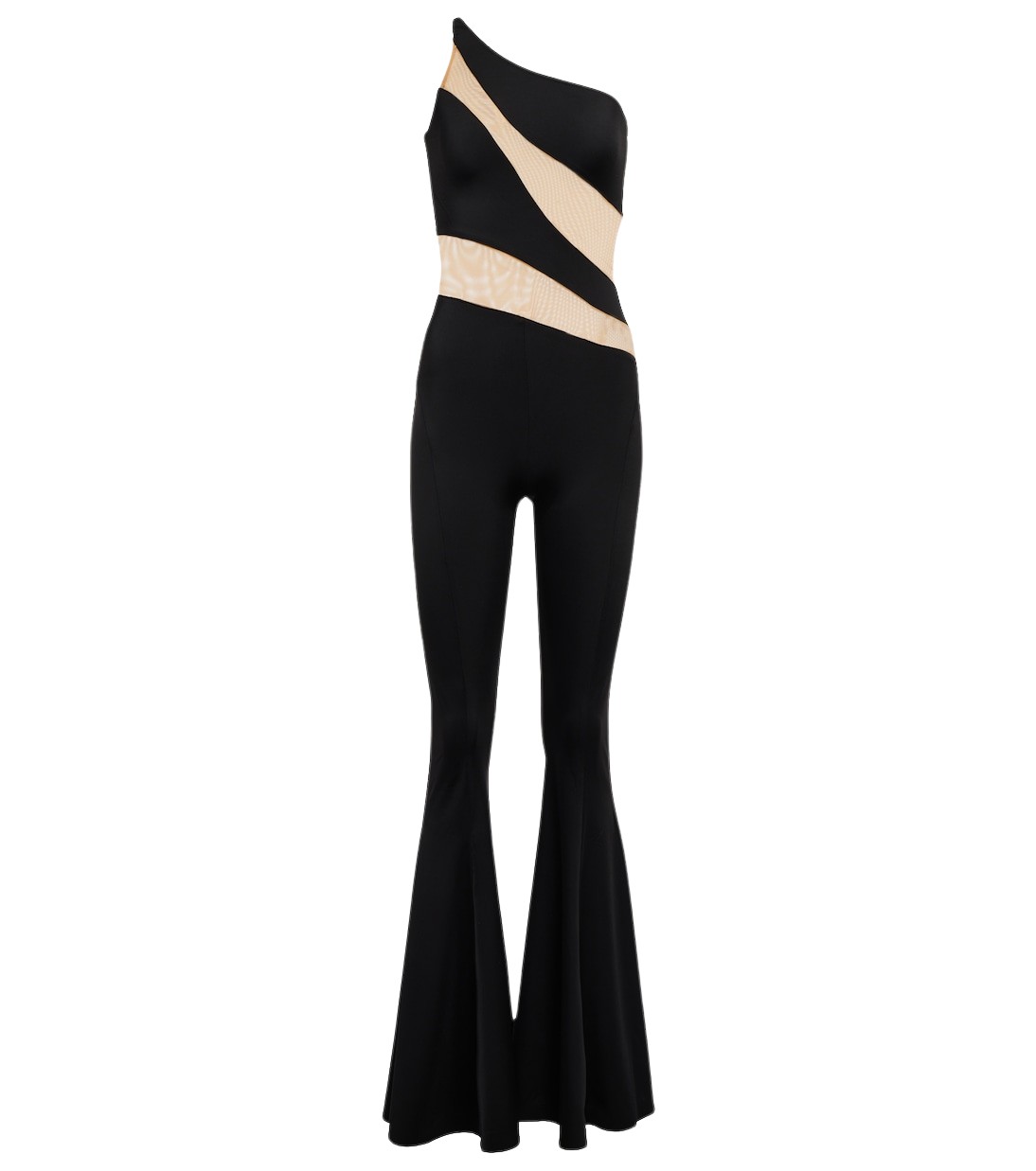 Norma Kamali Snake paneled mesh fishtail jumpsuit67450 nobg