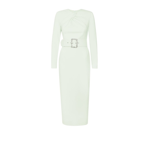 Safiyaa Brunna Spearmint Midi Dress With Embroidered Belt90125 nobg