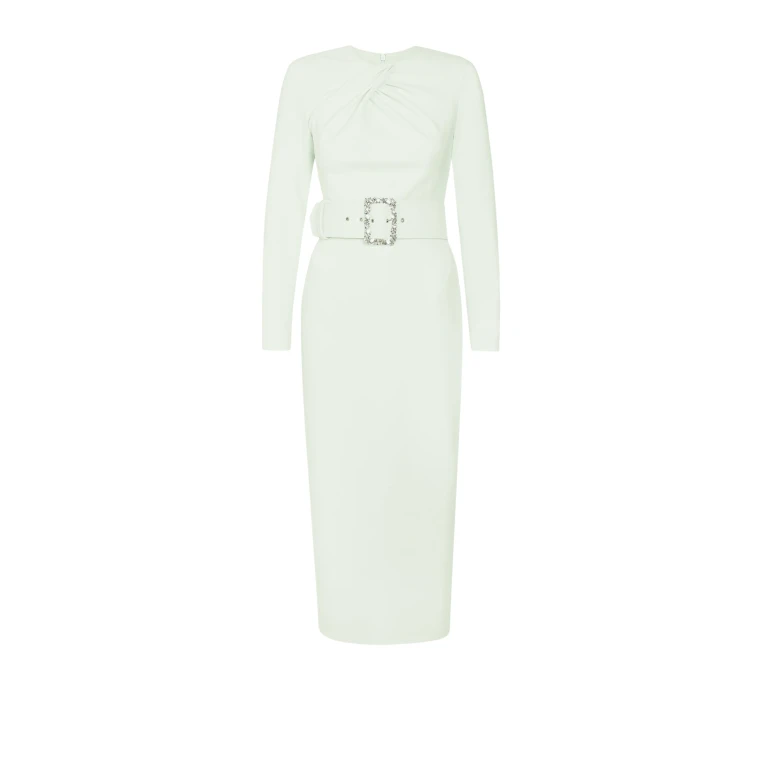 Safiyaa Brunna Spearmint Midi Dress With Embroidered Belt90125 nobg