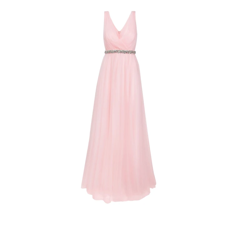 Safiyaa Enrica Barely Pink Long Dress With embroidered Belt21091 nobg