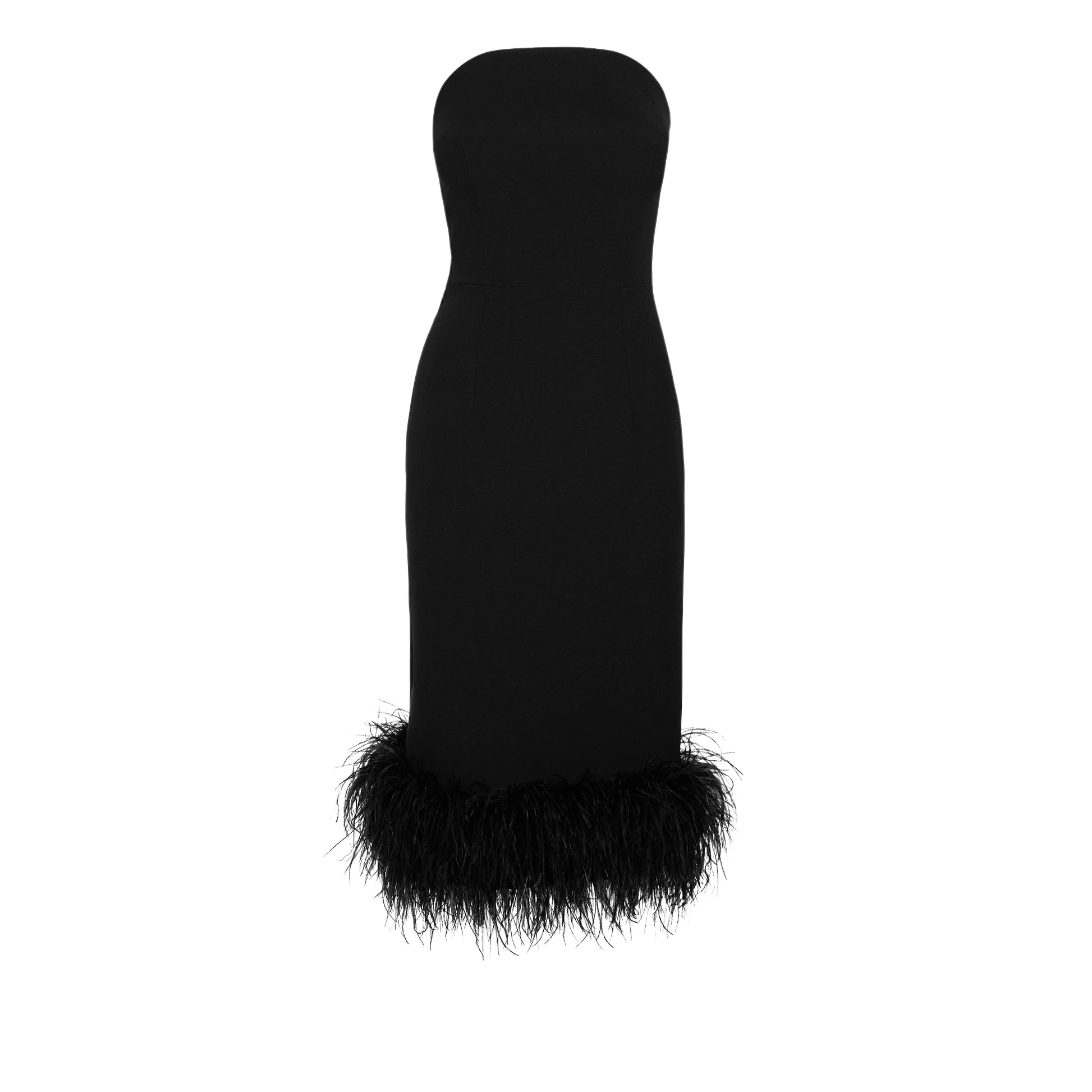 Safiyaa Oralie Black Feather Trimmed Midi Dress34964 nobg Safiyaa Oralie Black Feather Trimmed Midi Dress34964 nobg