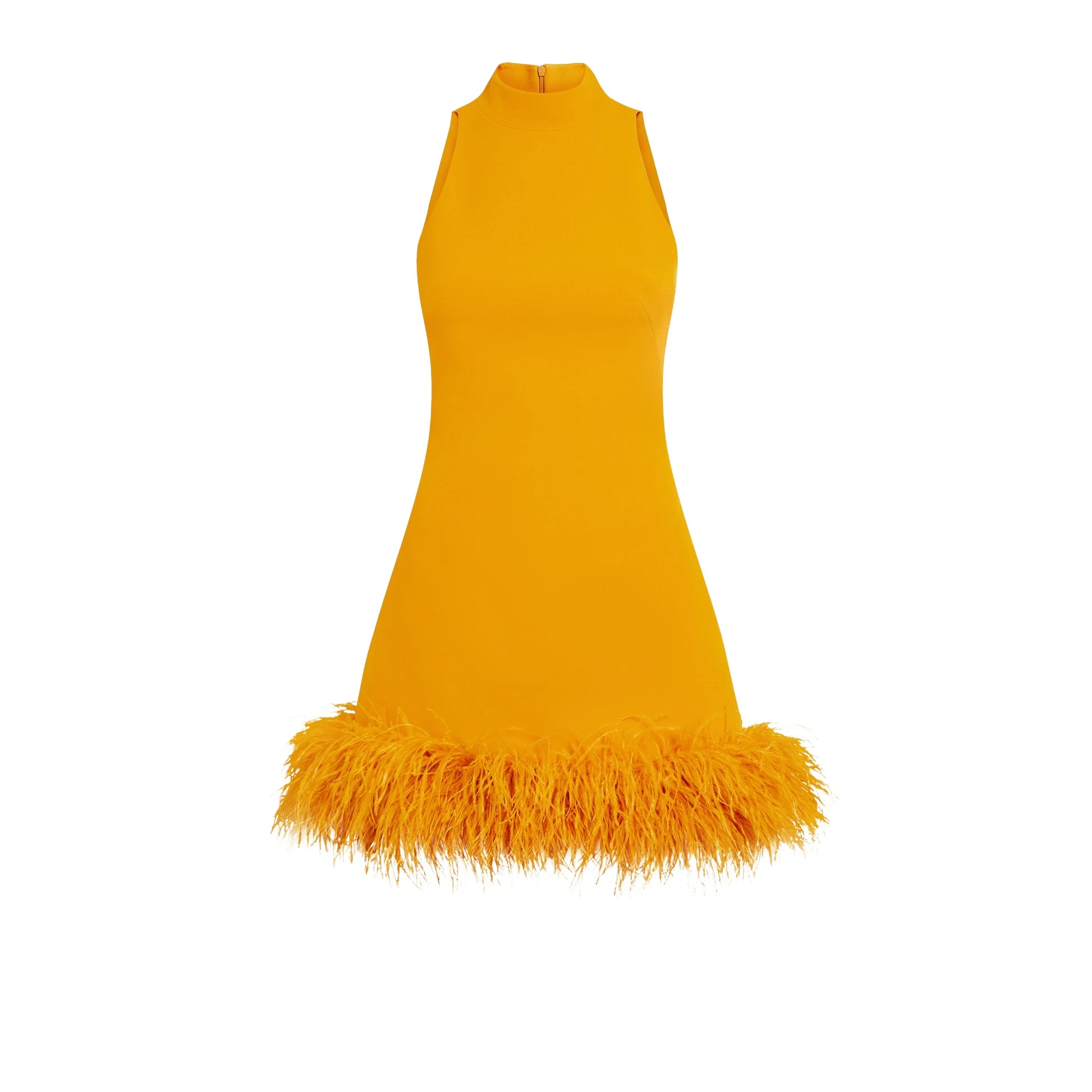 Safiyaa Ratana Ochre Feather Trimmed Short Dress27851 nobg Safiyaa Ratana Ochre Feather Trimmed Short Dress27851 nobg