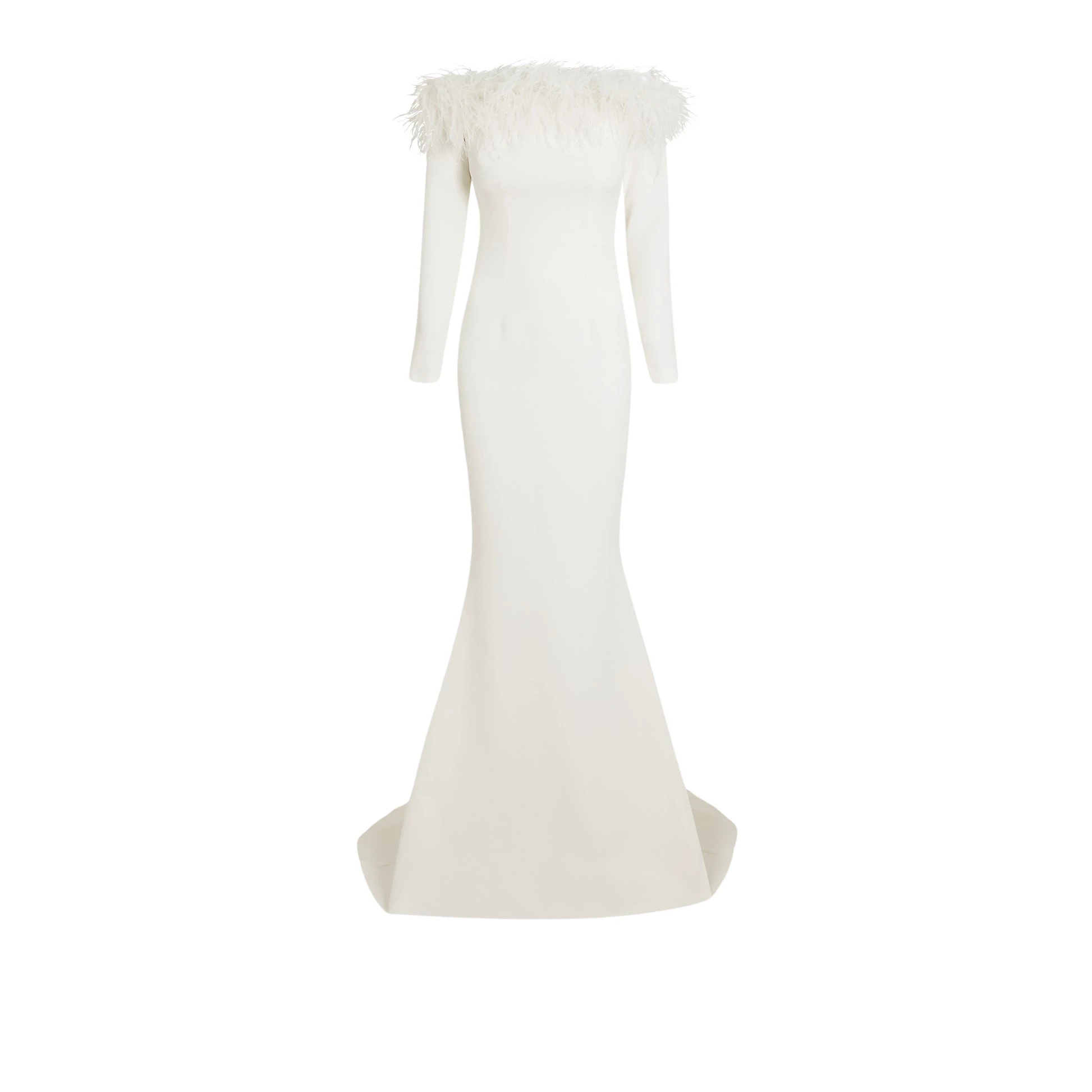Safiyaa Starlana Ivory Feather Trimmed Long Dress84738 nobg Safiyaa Starlana Ivory Feather Trimmed Long Dress84738 nobg