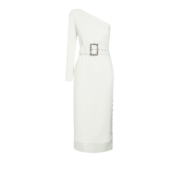 Safiyaa Violante Ivory Dress With Embroidered Belt52747 nobg
