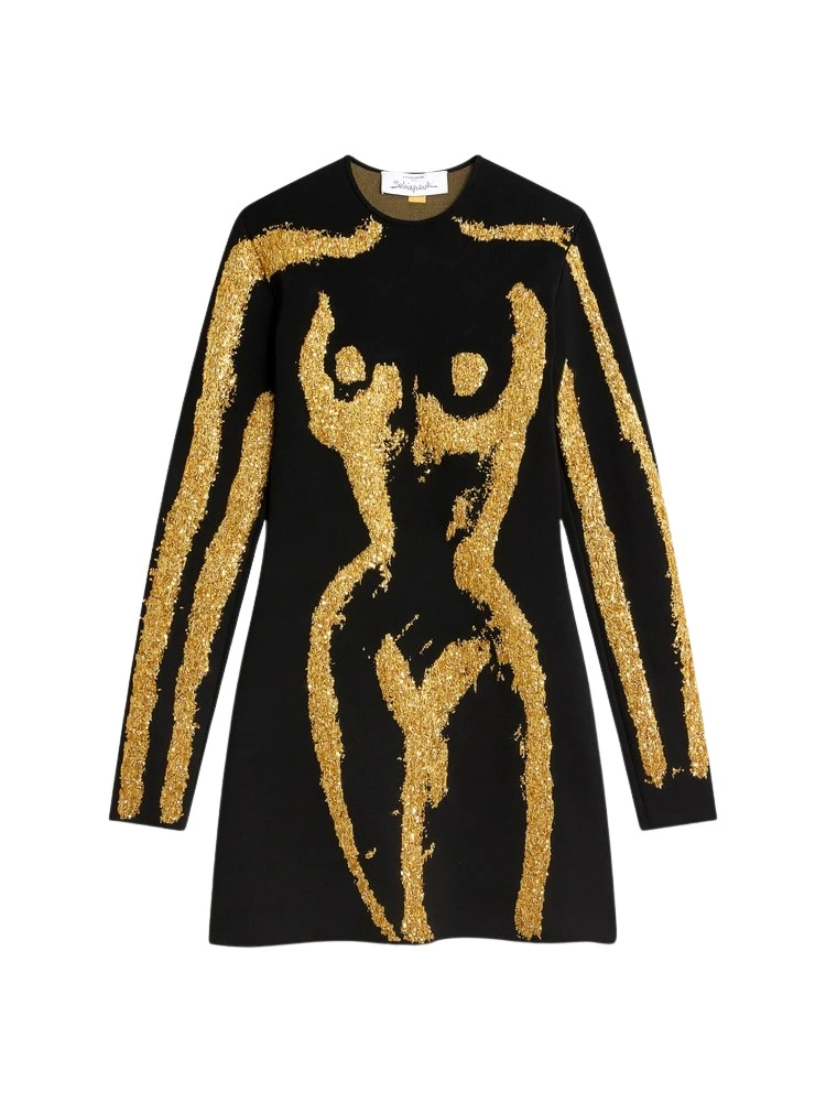 Schiaparelli Beaded Trompe LOeil Dress51967 nobg Schiaparelli Beaded Trompe LOeil Dress51967 nobg