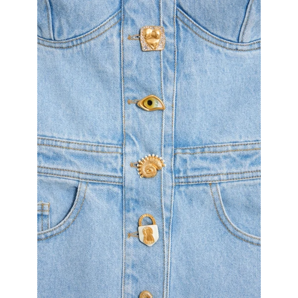 Denim Bustier Bijoux Dress - Image 5