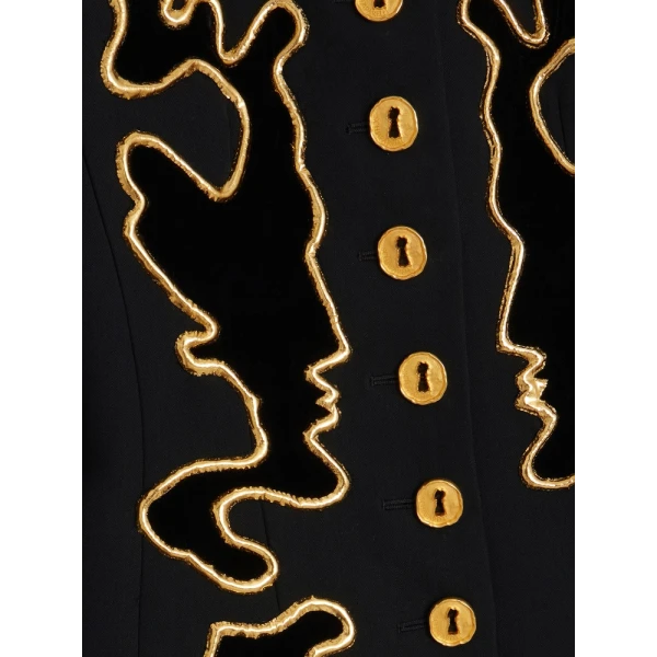 Embroidered Crepe Coat Dress - Image 5