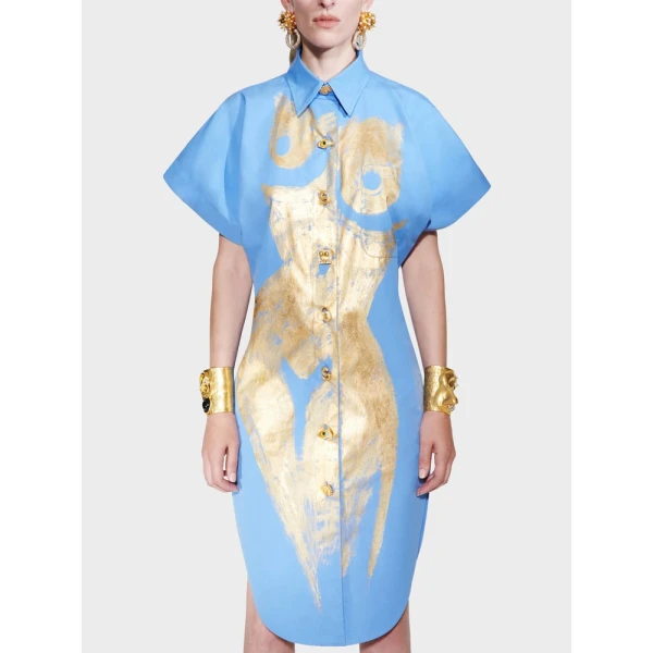 Painted Trompe L’Oeil Shirt Dress - Image 5