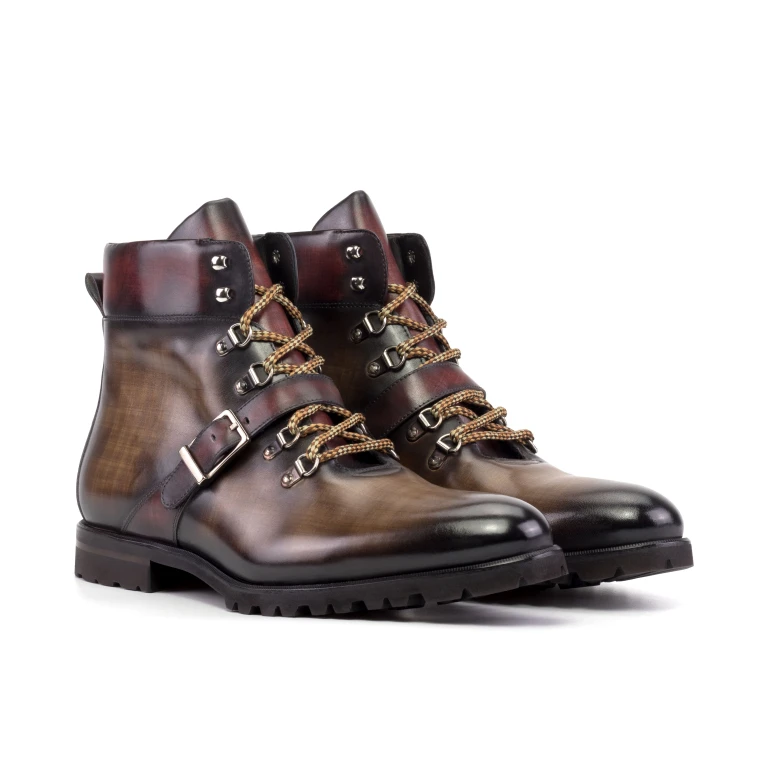  Luxury Handbags By You Hiking Boot – Brown and Burgundy Patina